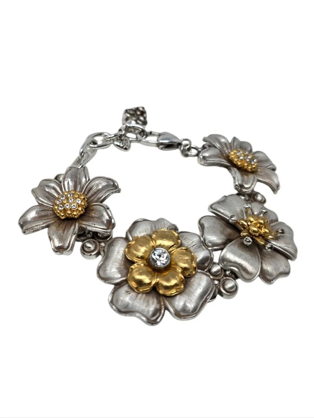 Brighton Lux Garden Silver And Gold Plated Flower Mixed Metal Bracelet